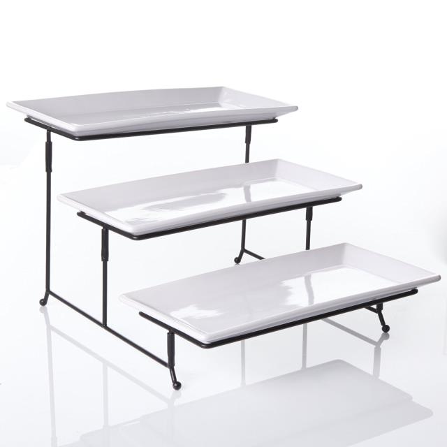 Rental store for Black 3 Tier Rectangular Plate in St. Louis MO