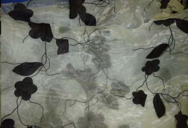 Rental store for White Organza Black Applique in St. Louis MO